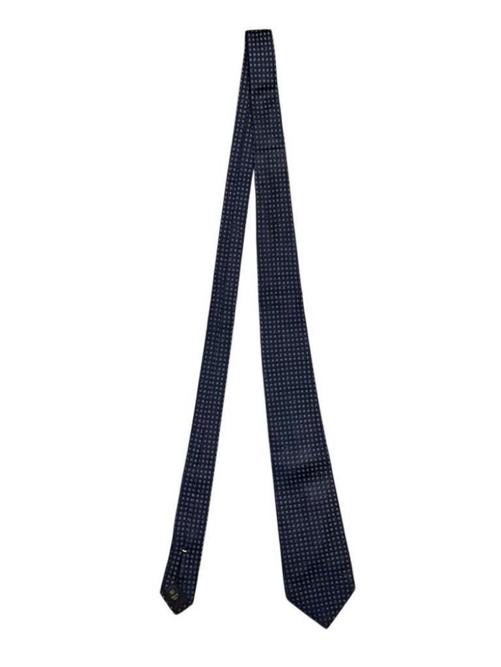 Louis Vuitton Mens Navy Blue Silk Designer Neck Tie Monogram Embroidered Logo